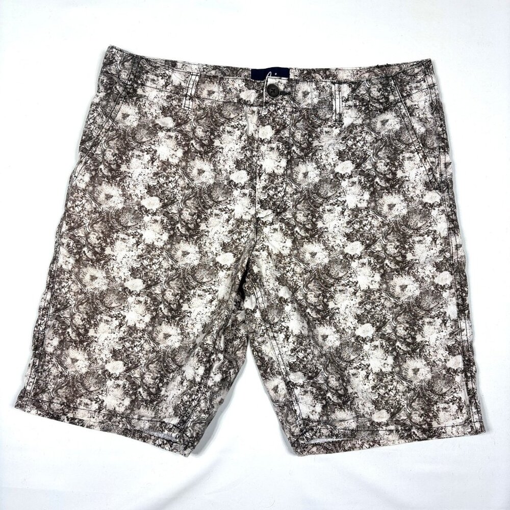 Authentic Icon AI Paisley Faux Acid Wash Chino Flat Front Shorts Mens 34